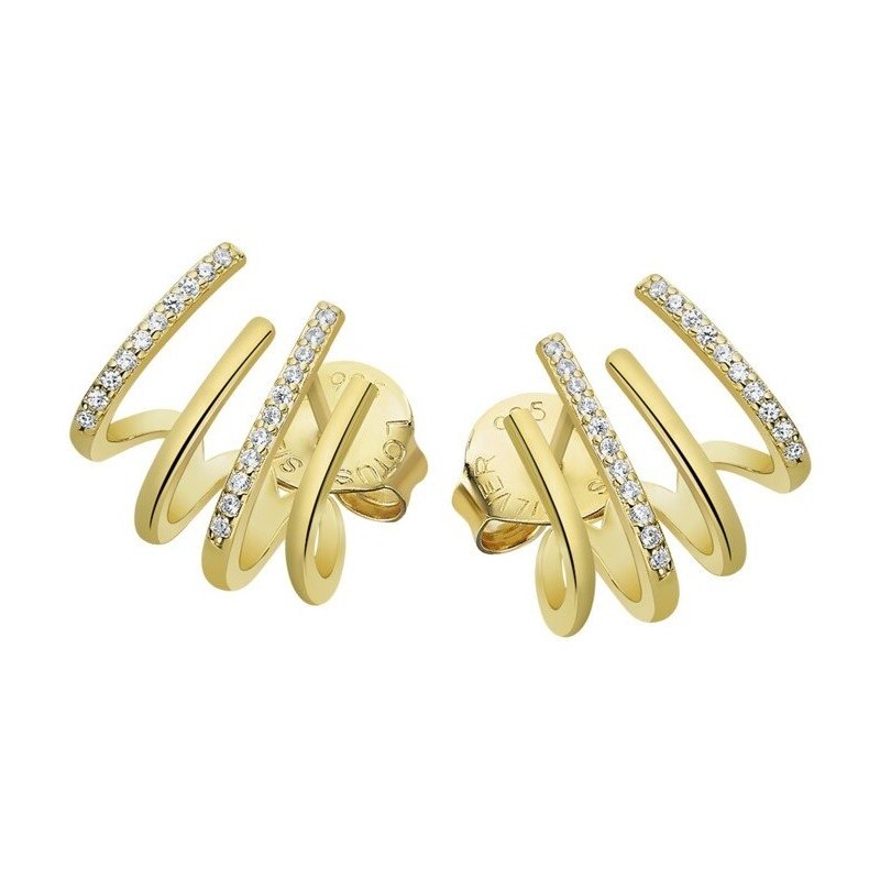 Lotus Silver Trblietavé pozlátené náušnice s čírymi zirkónmi Earparty 66590110