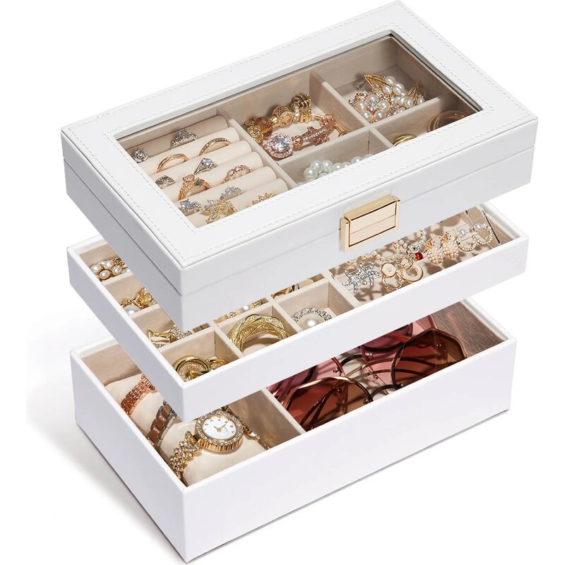 Troli Trojposchodový biely organizér na šperky 66593700