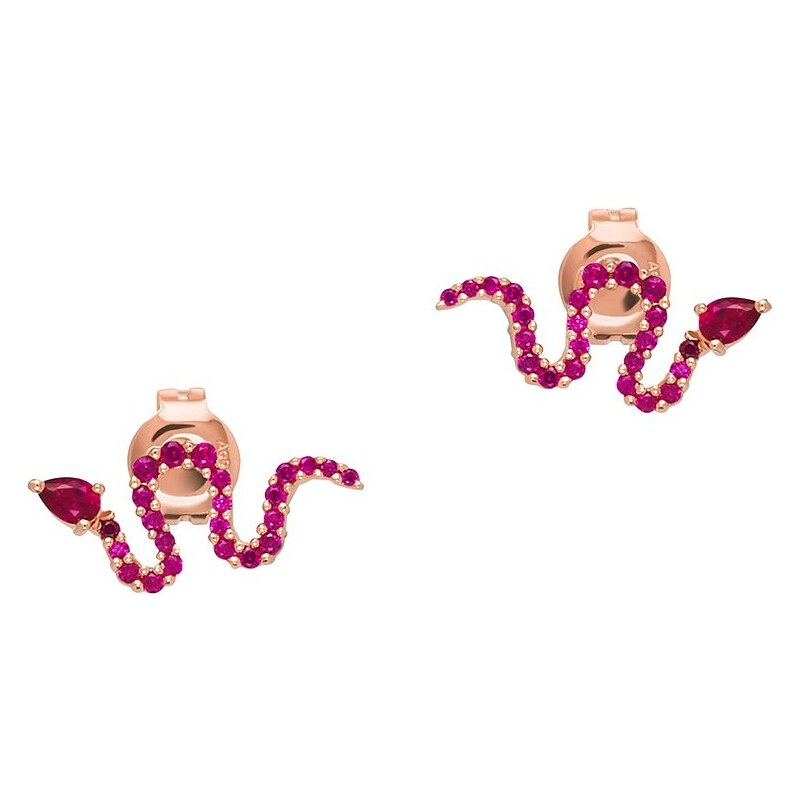 Emporio Armani Pozlátené náušnice Had s fuchsiovými zirkónmi EG3614221 66582719