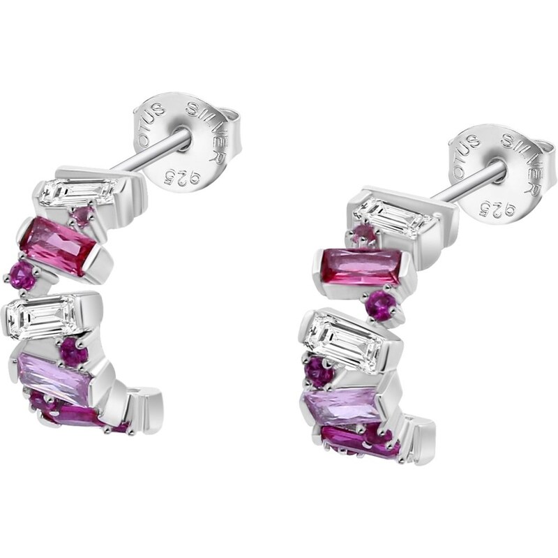 Lotus Silver Trblietavé strieborné náušnice kruhy so zirkónmi Sinfos 66583760