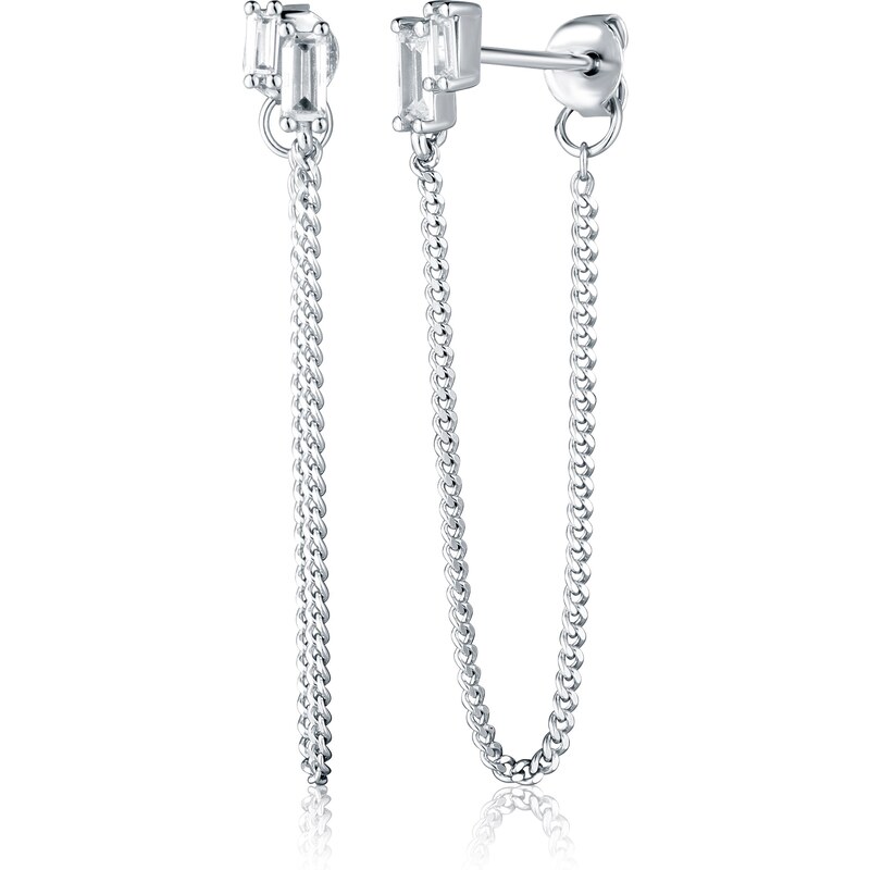 JVD Slušivé strieborné náušnice s retiazkami SVLE2974X61BI00 66595165