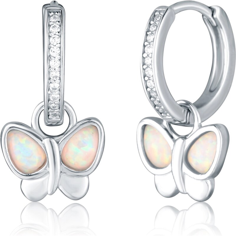 JVD Strieborné kruhové náušnice 2v1 s motýlikmi SVLE3028X61O100 66587907