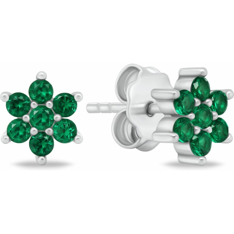 Brilio Silver Pôvabné strieborné náušnice so zelenými zirkónmi EA846WG 66580518