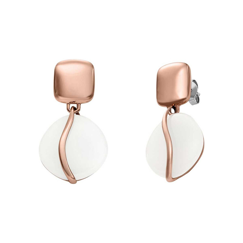 Skagen Bronzové náušnice s bielym sklom Sofia Sea Glass SKJ1816791 66578429