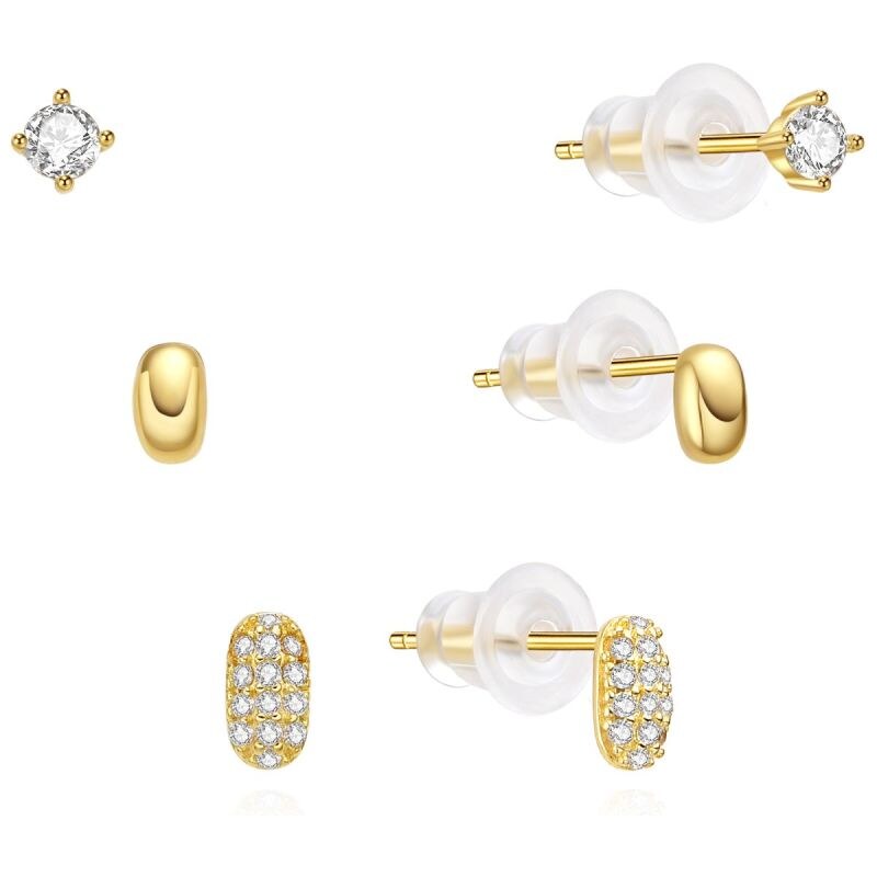 MOISS Pozlátená sada slušivých náušníc E0004886 (3 páry náušníc) 67329288