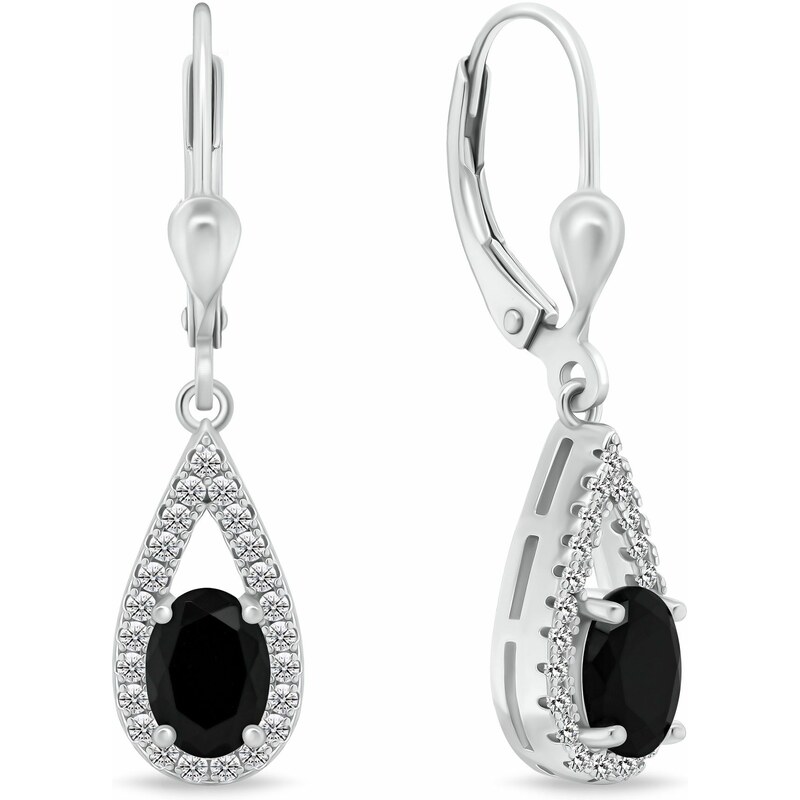 Brilio Silver Pôvabné strieborné náušnice s čiernymi zirkónmi EA446WBC 66592491