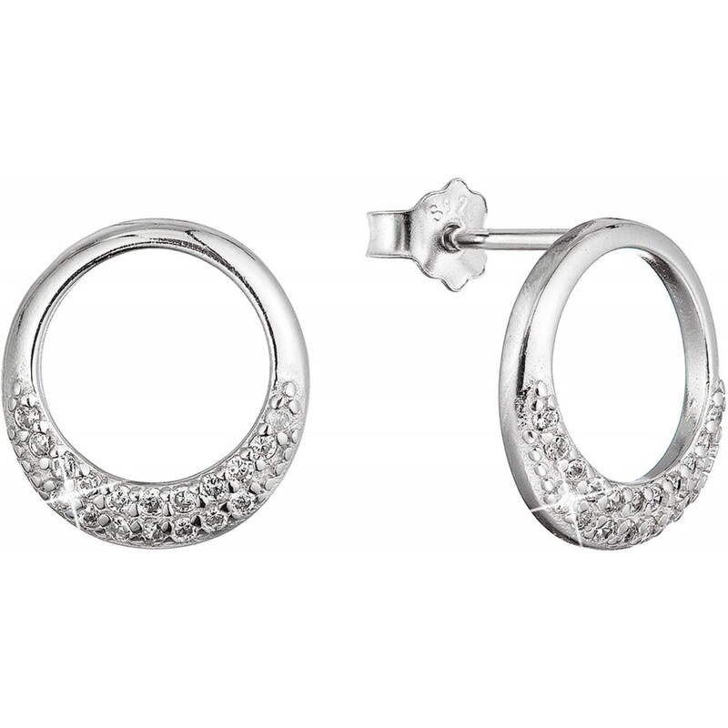 Evolution Group Minimalistické strieborné náušnice so zirkónmi 11528.1 66586677