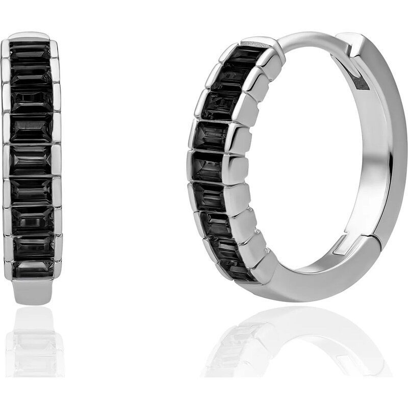 Sparkling Jewels Strieborné náušnice s čiernymi kubickými zirkónmi 66585975