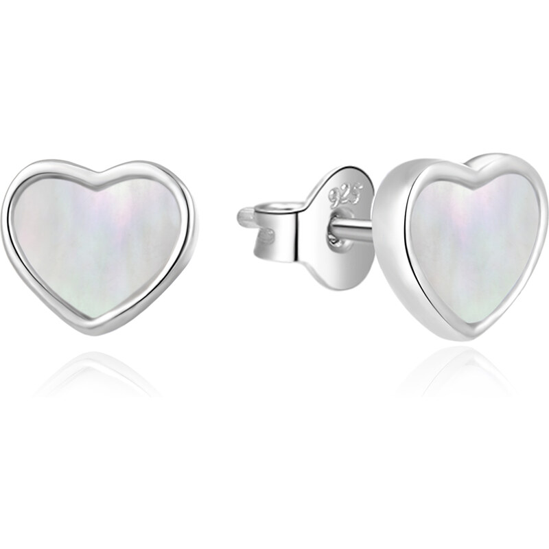 Agato Jemné strieborné náušnice Srdiečka s perleťou AGT-E215P 66585176