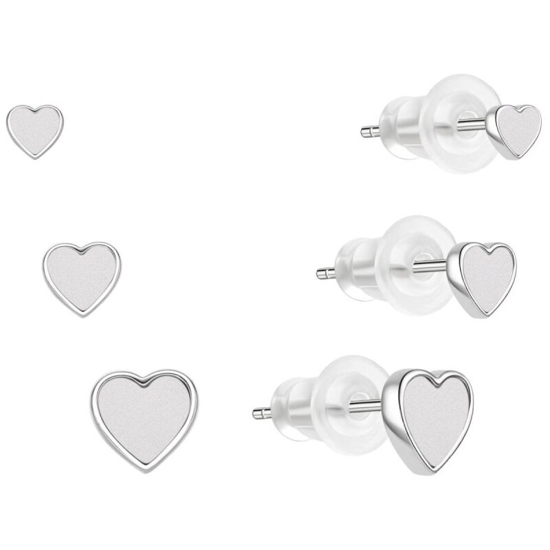 MOISS Sada strieborných náušníc Srdiečka E0004640 (3 páry náušníc) 66593045