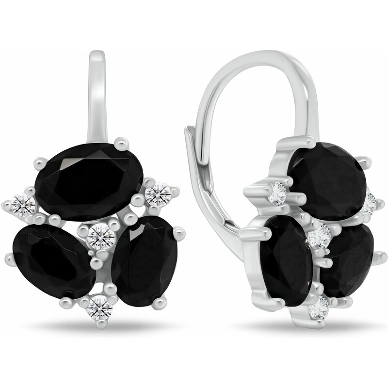 Brilio Silver Štýlové strieborné náušnice s čiernymi zirkónmi 66590866