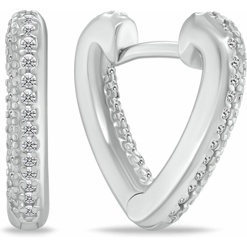 Brilio Silver Strieborné srdiečkové náušnice so zirkónmi EA1186W 66591019