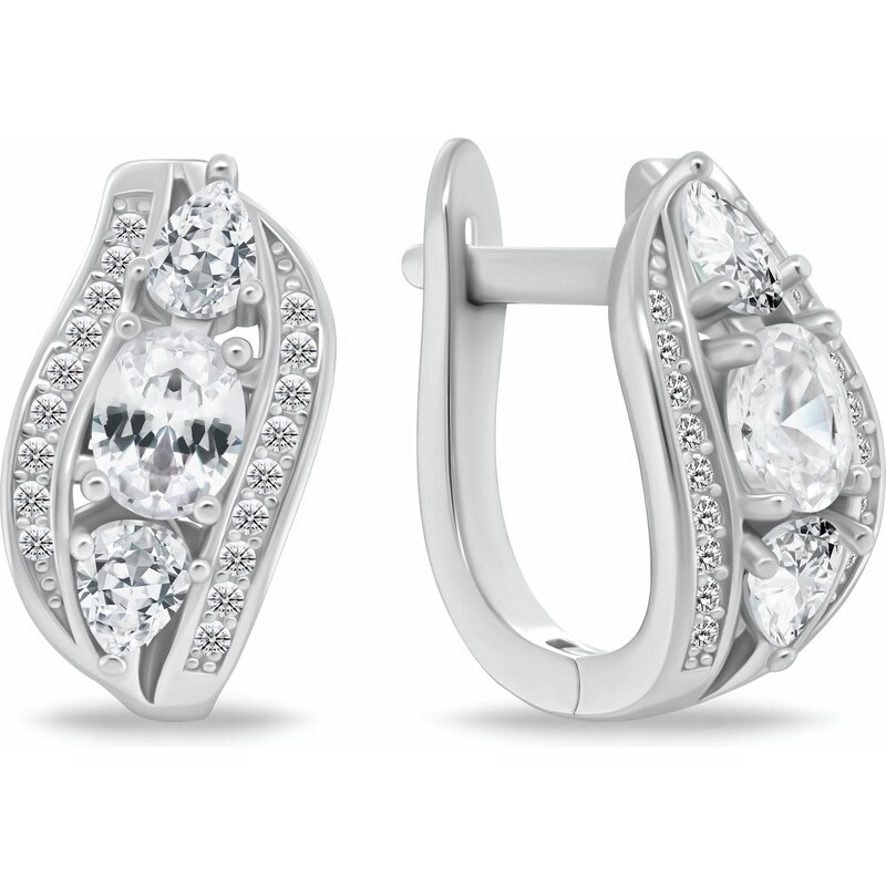 Brilio Silver Luxusné strieborné náušnice so zirkónmi EA1180W 66583904