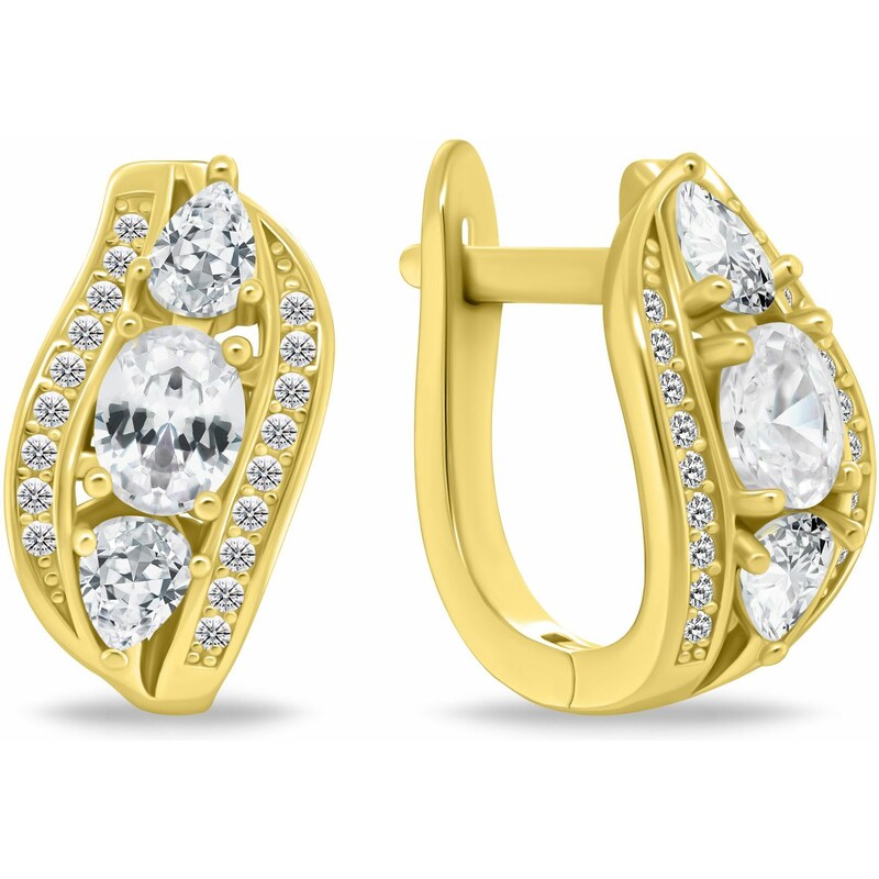 Brilio Silver Luxusné pozlátené náušnice so zirkónmi EA1180Y 66582421