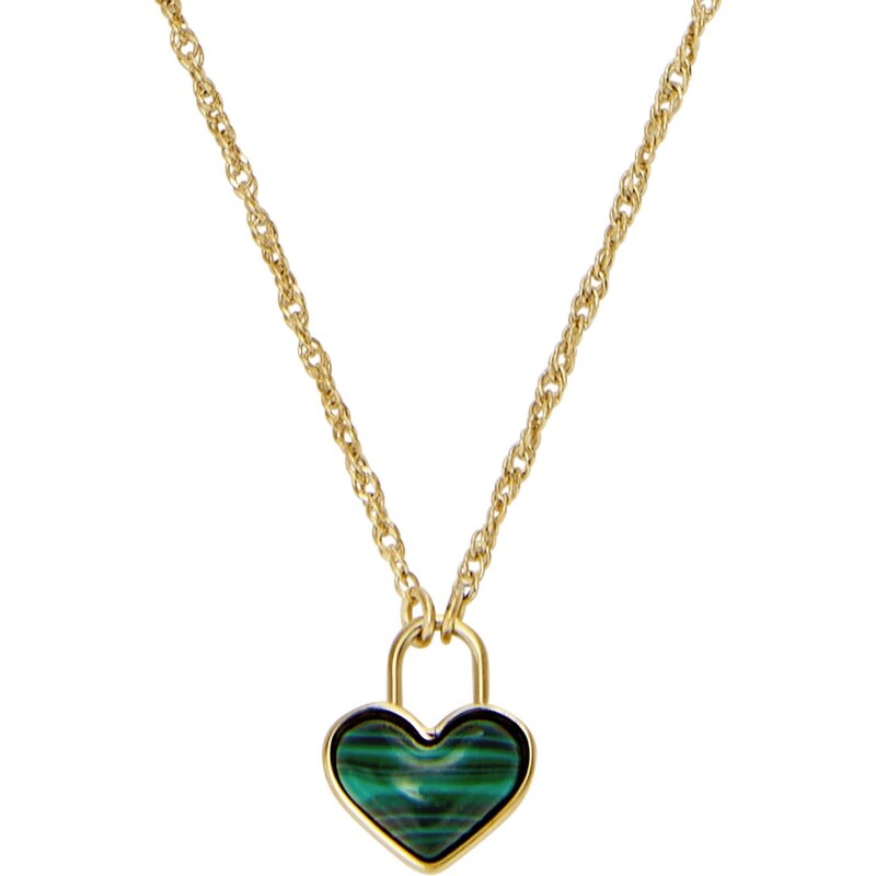 Fossil Pozlátený náhrdelník Malachitové srdce Modern Meadows 66590997