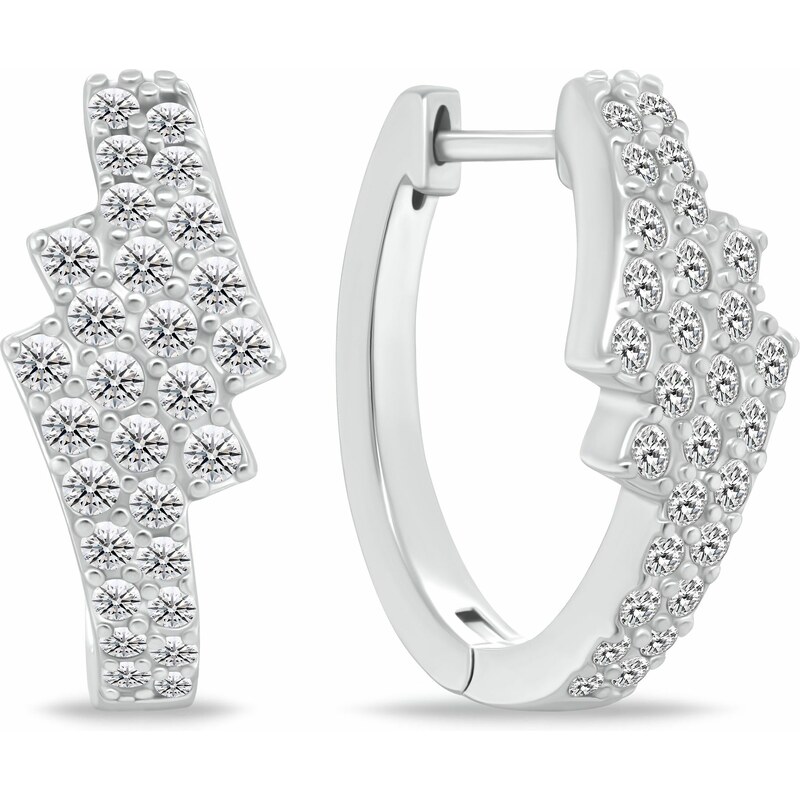 Brilio Silver Blyštivé kruhové náušnice so zirkónmi EA1181W 66583770