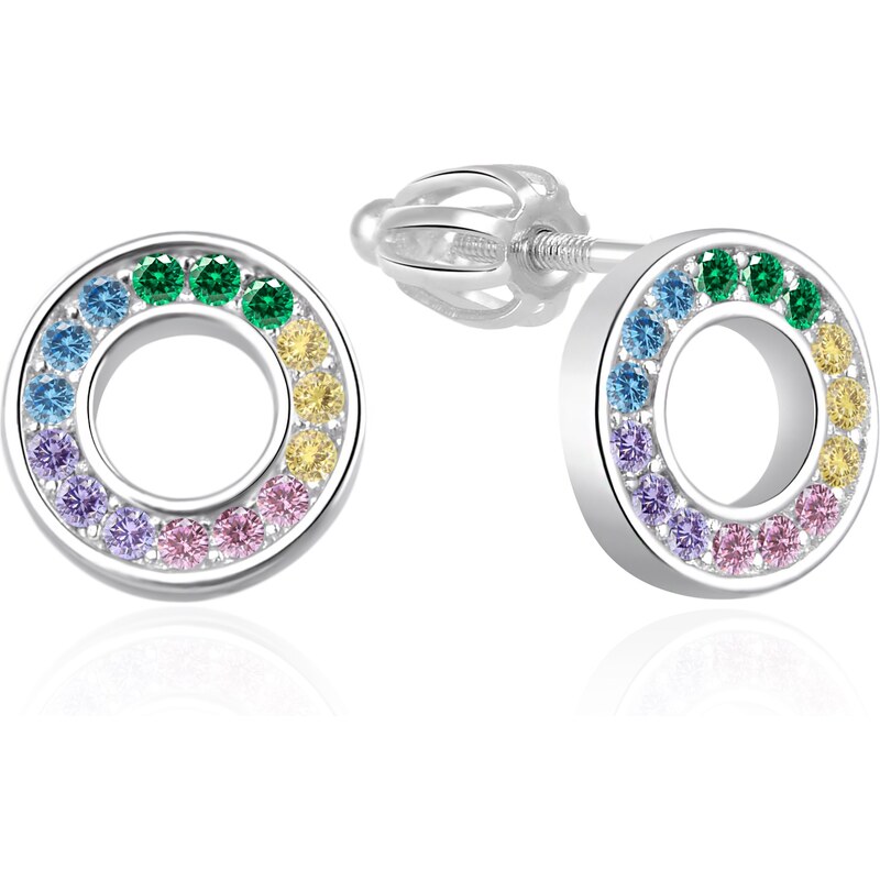 Agato Strieborné náušnice s farebnými zirkónmi Kolieska AGT-E231SC 66594660