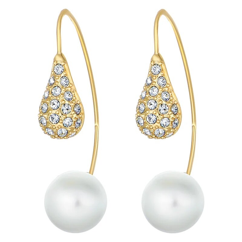 CRYSTalp Moderné náušnice s kryštálmi Swarovski a perlou LuxePearl 66595477