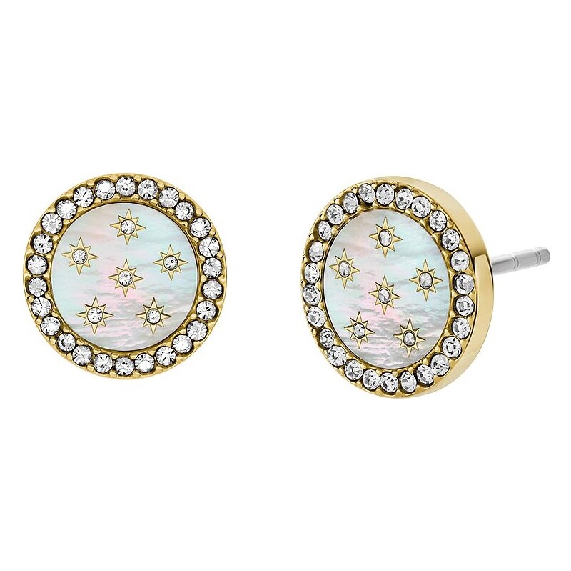 Fossil Očarujúce pozlátené náušnice s perleťou a kryštálmi JF04868710 66581424