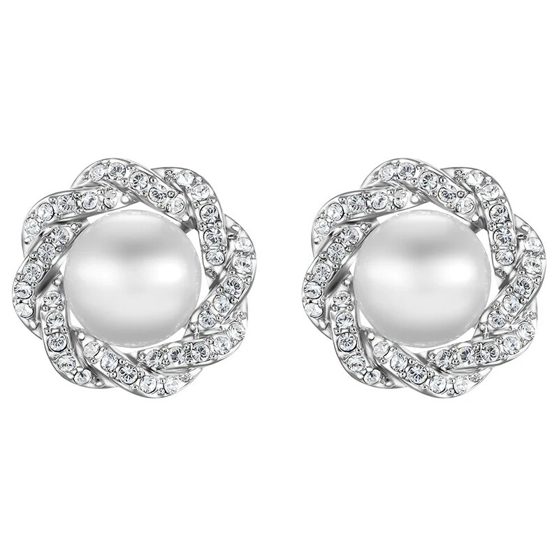 CRYSTalp Luxusné náušnice s kryštálmi a perlou Rich pearl 42310.R 66579240