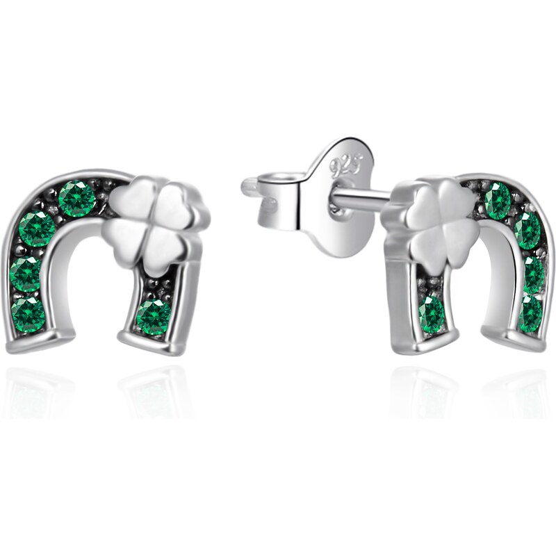 Agato Strieborné náušnice Podkova so zelenými zirkónmi AGT-E168PGR 66590111