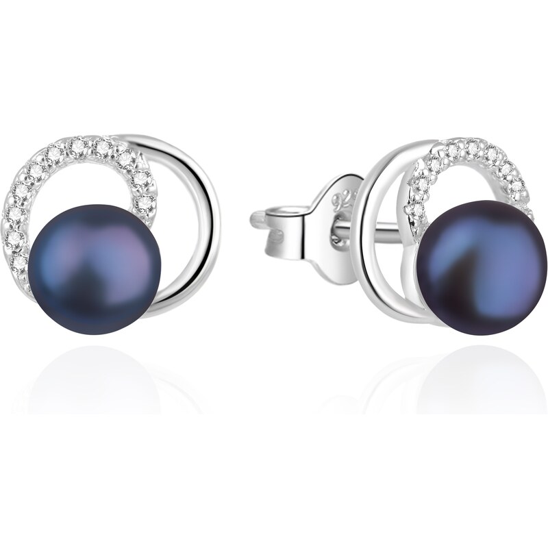 Agato Strieborné náušnice s pravou modrou perlou a zirkónmi AGT-E216PW 66586036