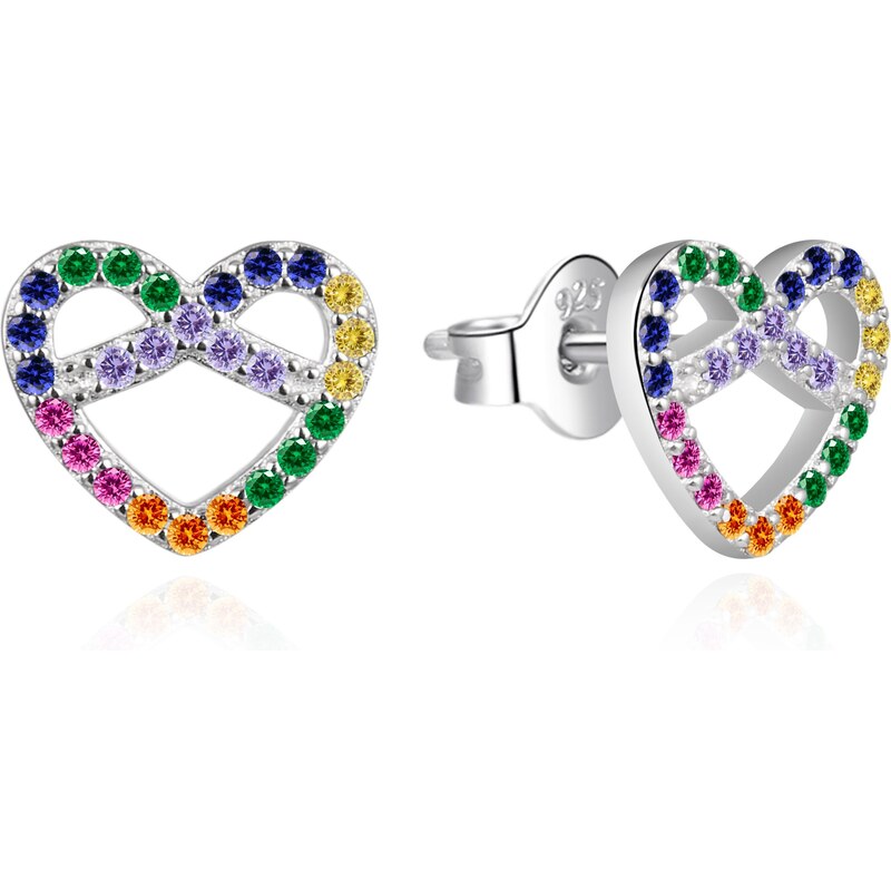 Agato Srdiečkové strieborné náušnice s farebnými zirkónmi AGT-E173PC 66589469