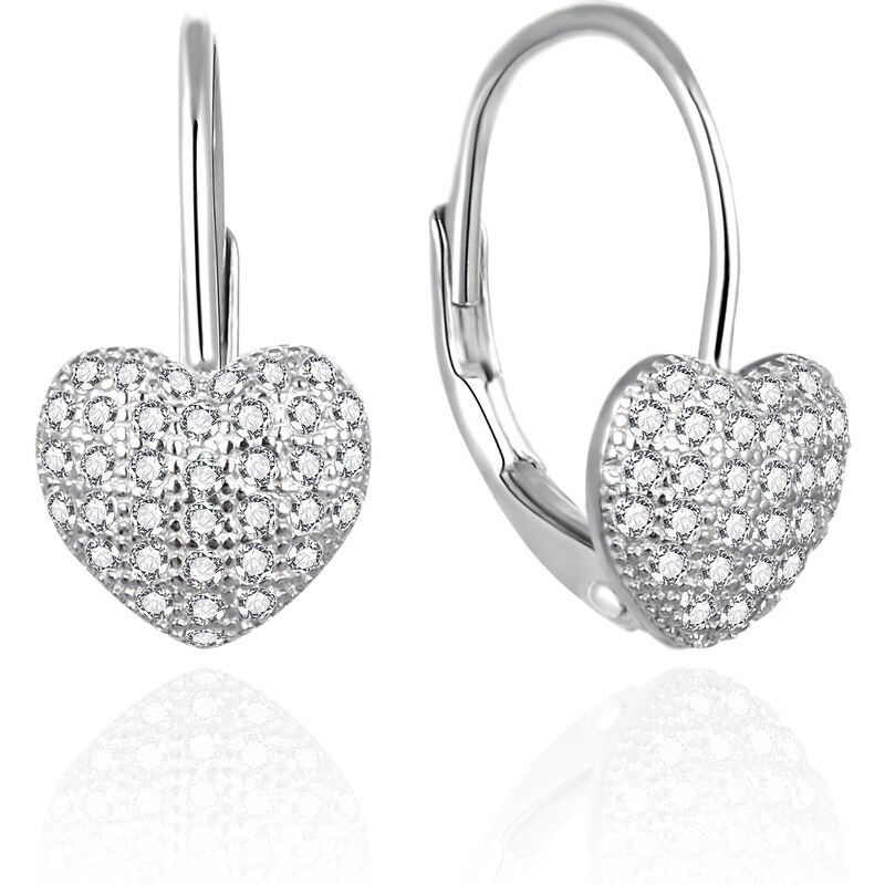 Agato Strieborné visiace náušnice Srdiečka so zirkónmi AGT-E195LW 66583349
