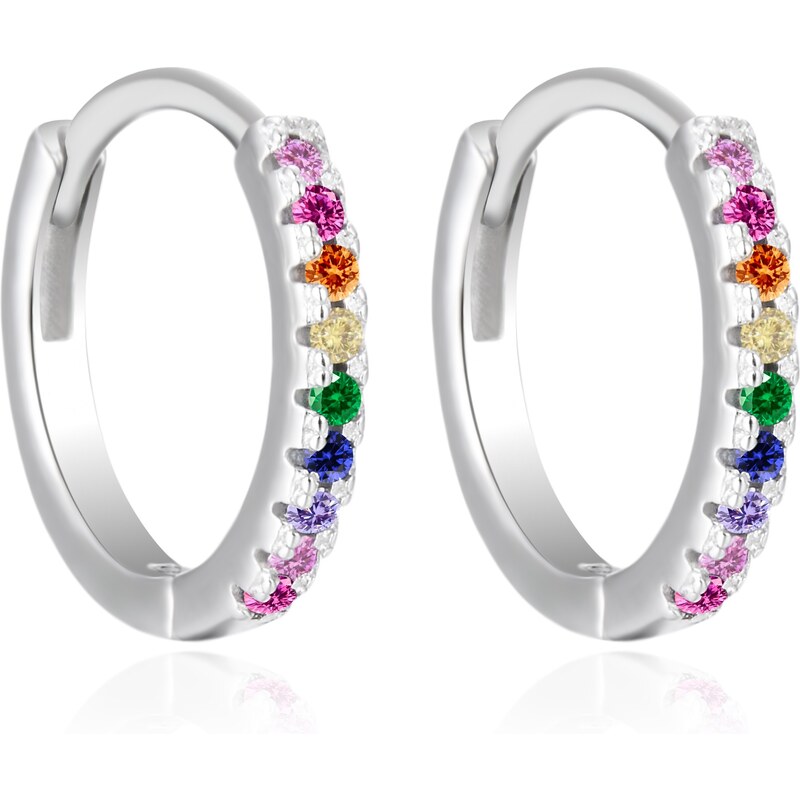 Agato Strieborné kruhové náušnice s farebnými zirkónmi AGT-E177KC 66589071