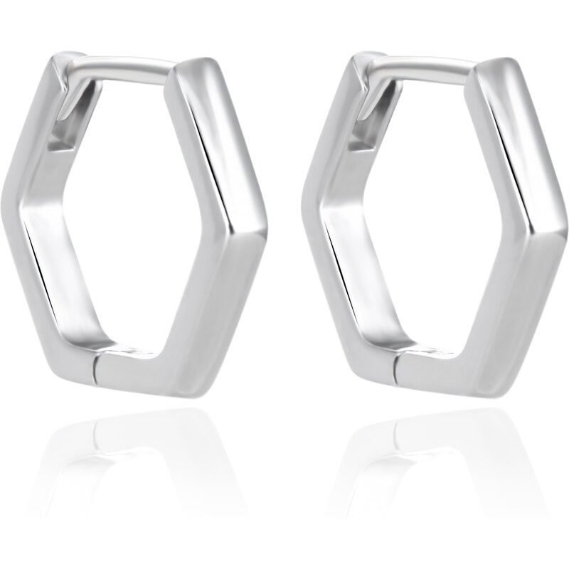 Agato Moderné strieborné náušnice Šesťuholník AGT-E226K 66582439