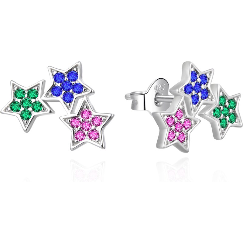Agato Strieborné hviezdičkové náušnice s farebnými zirkónmi AGT-E166PC 66588413