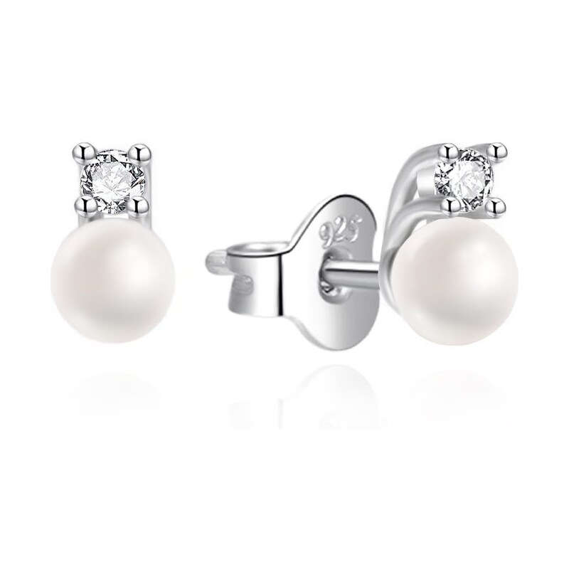 Agato Drobné strieborné náušnice s perlou a zirkónmi AGT-E241PW-P4 66581421