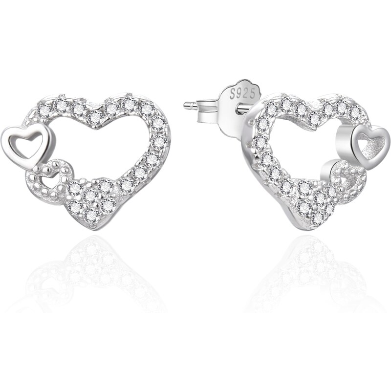 Agato Strieborné srdiečkové náušnice s čírymi zirkónmi AGT-E236PW 66578516