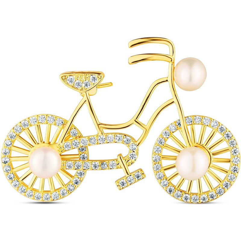 JwL Luxury Pearls Hravá perlová brošňa s pravou perlou a zirkónmi Kolo 66586721