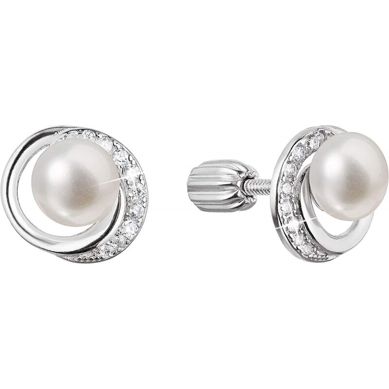 Evolution Group Strieborné náušnice kôstky s guľatou riečnou perlou a 66578856