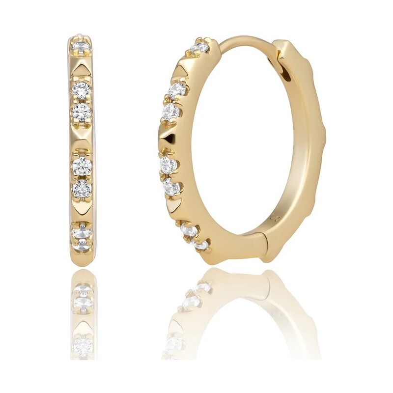 Sparkling Jewels Kruhové pozlátené náušnice s kubickými zirkónmi EAG31 68361945