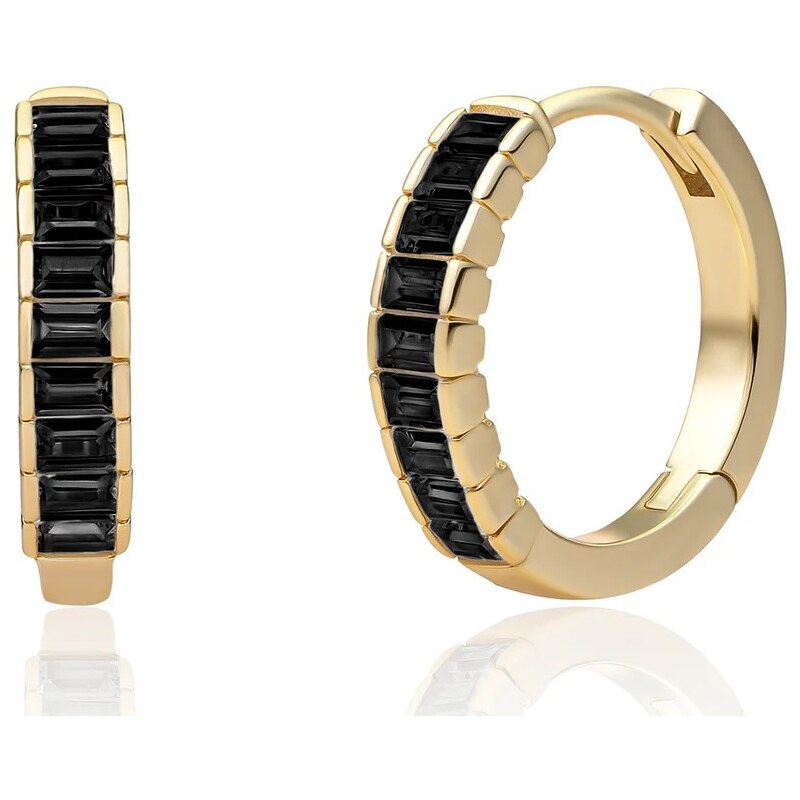 Sparkling Jewels Pozlátené náušnice s čiernymi kubickými zirkónmi 66586754