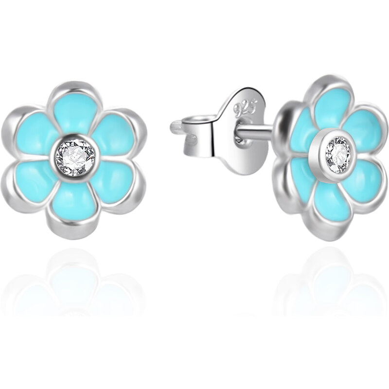 Agato Strieborné náušnice s modrým smaltom Kvetina AGT-E232PT 66582360