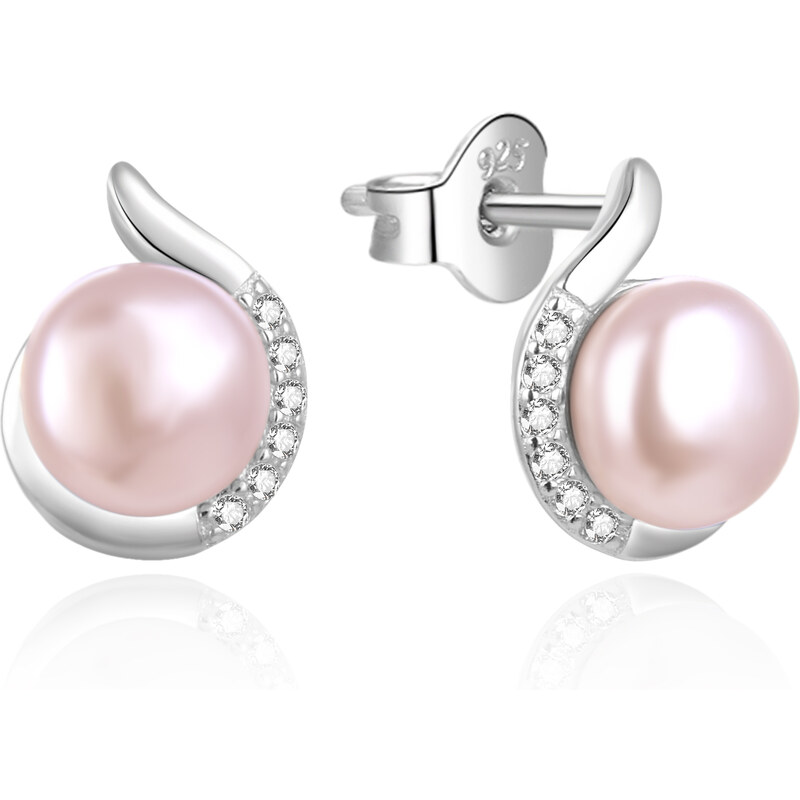 Agato Elegantné strieborné náušnice s pravou perlou a zirkónmi AGT 66592734