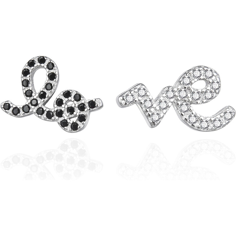 Agato Asymetrické strieborné náušnice s nápisom Love AGT-E211PWBK 66588947