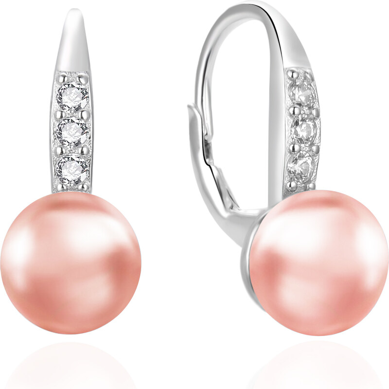 Agato Pôvabné strieborné náušnice s ružovou perlou AGT-E233L-PPI 66587745