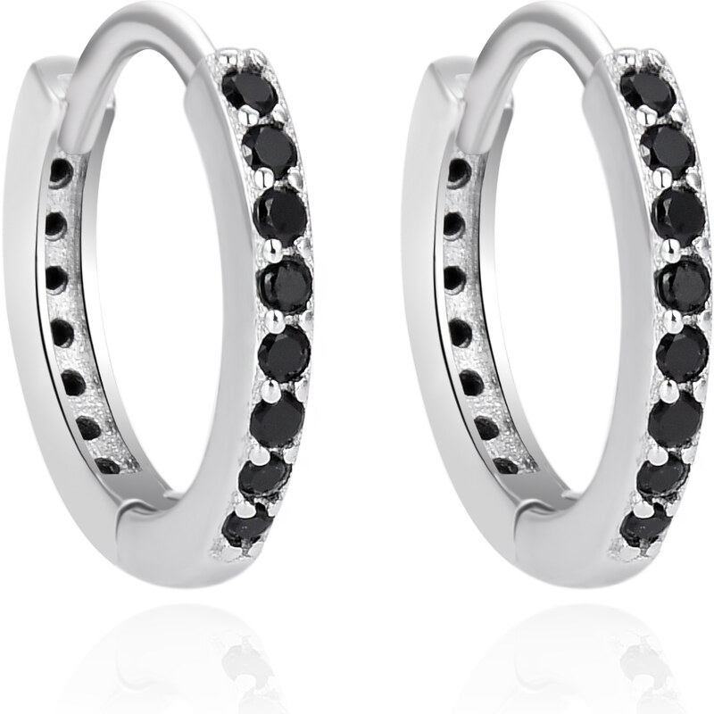Agato Strieborné kruhové náušnice s čiernymi zirkónmi AGT-E234KBK 66582983