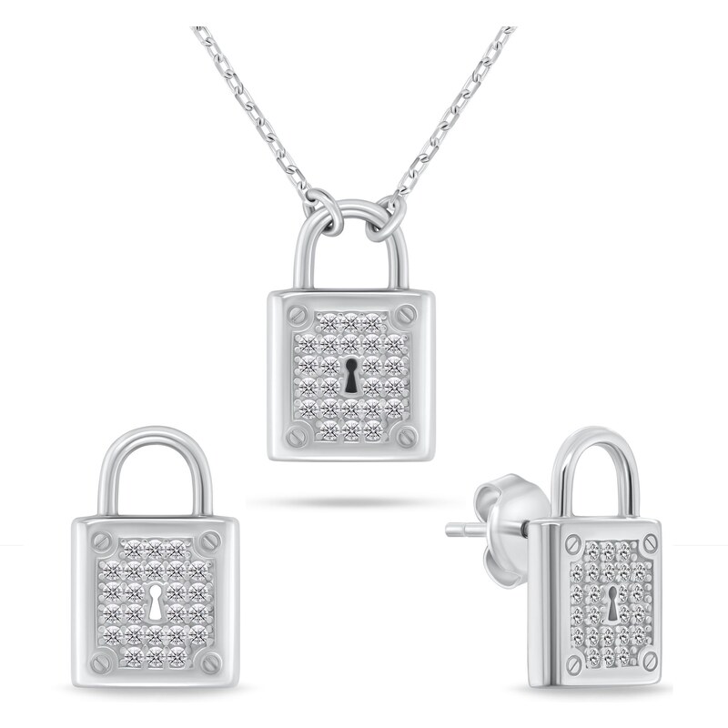 Brilio Silver Strieborný set šperkov so zirkónmi Visiaci zámok SET281W 66581087