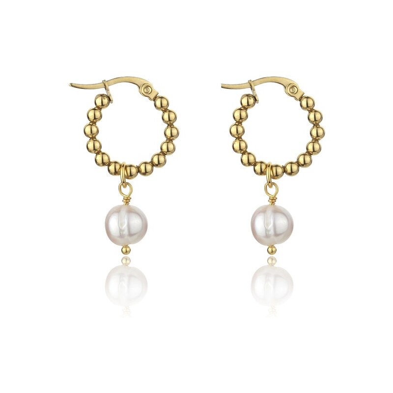 Marc Malone Kruhové náušnice s perlami 2v1 Willow Gold Earrings 66581838