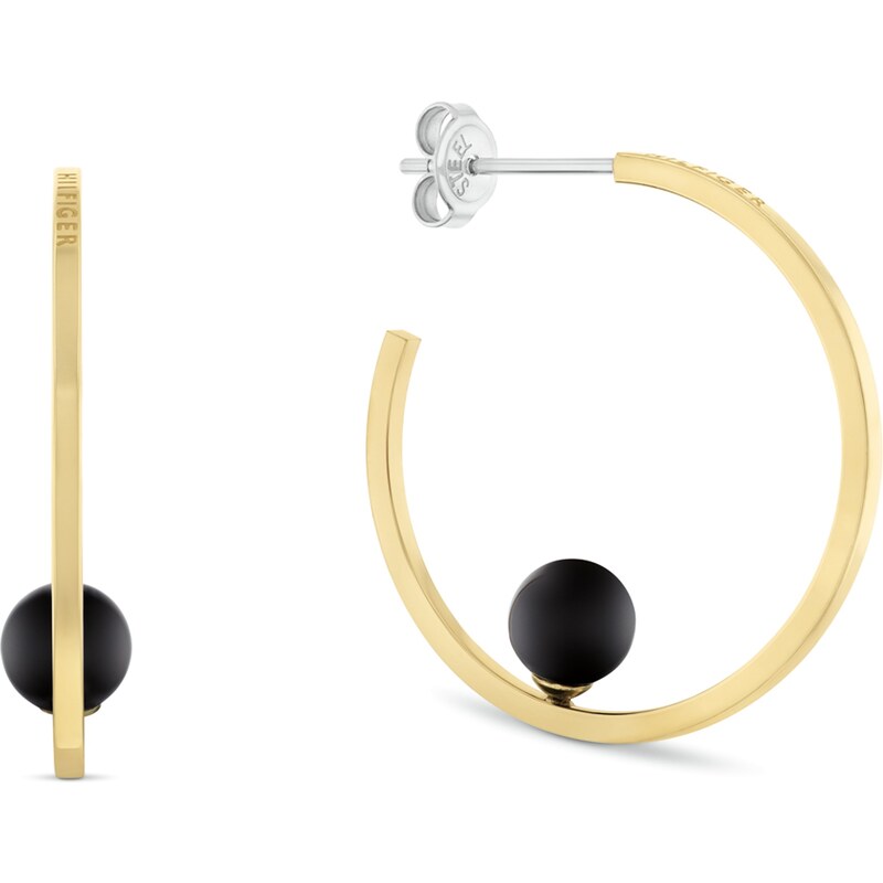 Tommy Hilfiger Pozlátené kruhy s onyxom Semi-Precious Beads 2780965 66592182