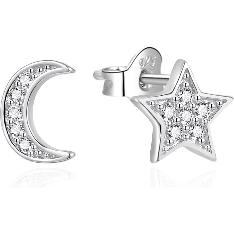 Agato Asymetrické strieborné náušnice Mesiac a hviezda AGT-E019PW 66593162