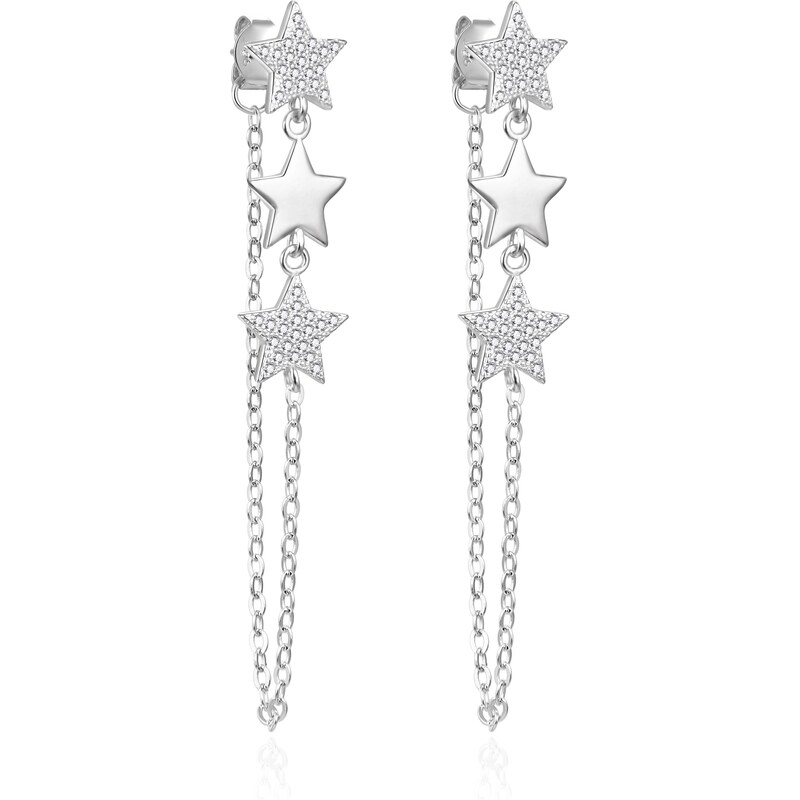 Agato Strieborné dlhé náušnice Hviezdy so zirkónmi AGT-E051P 66588382