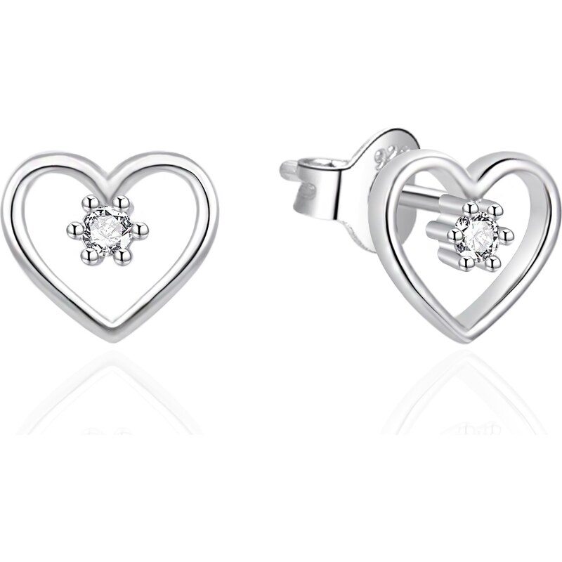 Agato Strieborné srdiečkové náušnice so zirkónom AGT-E100PW 66580147