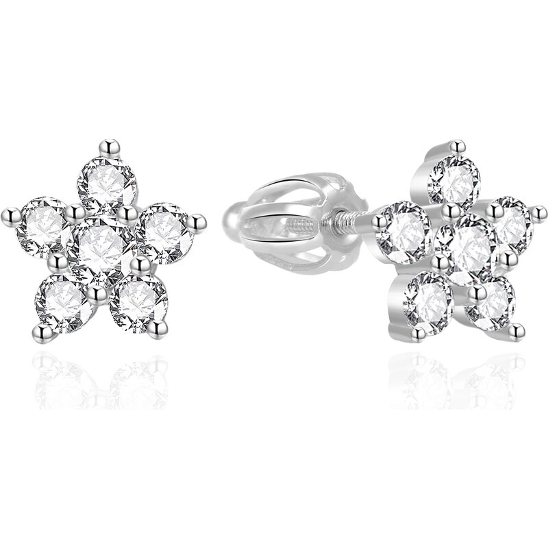 Agato Strieborné náušnice Kytičky so zirkónmi AGT-E097SW 66580439