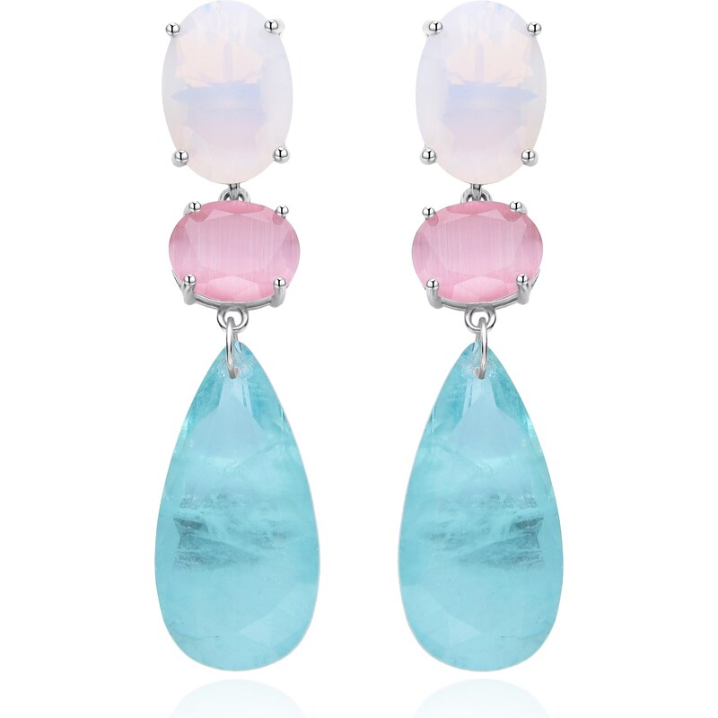 Agato Dlhé strieborné náušnice s farebným sklom AGT-E120PC 66582235